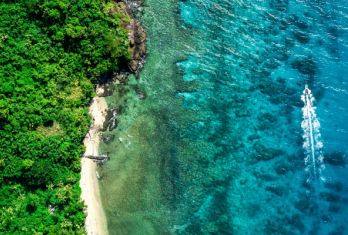 An aerial shot of Yasawa Island in Fiji